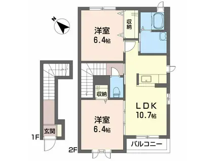 ガーデニアマミ(2LDK/2階)の間取り写真
