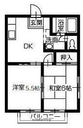 ディアス住吉(2DK/2階)の間取り写真