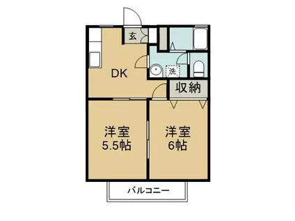 ディアス住吉(2DK/1階)の間取り写真