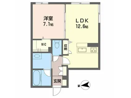 ベレオ杏樹BELS認証(1LDK/1階)の間取り写真