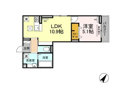 ヒーローキングダム(1LDK/1階)の間取り写真