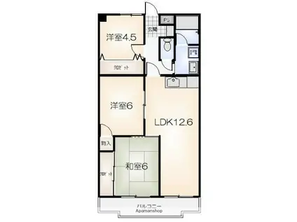 東洋ハイツP-Ⅱ(3LDK/1階)の間取り写真