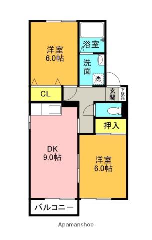 マイファミール C(2DK/2階)の間取り写真