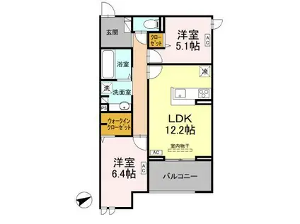 ドゥ・アムール(2LDK/3階)の間取り写真