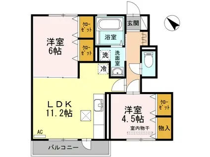 ノール プラージュ(2LDK/1階)の間取り写真