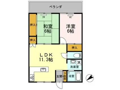 ハイツレーベン(2LDK/1階)の間取り写真