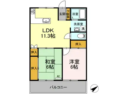 ハイツレーベン(2LDK/2階)の間取り写真