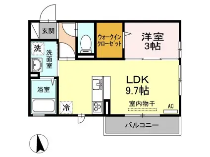 アゼリアブロム(1LDK/3階)の間取り写真
