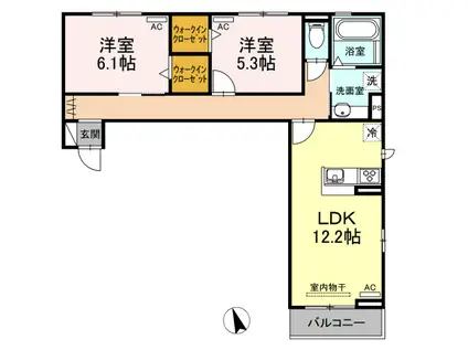 フレスコ(2LDK/3階)の間取り写真