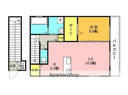 ヴィラ リッシュ(1LDK/2階)の間取り写真