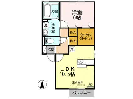コーポK C棟(1LDK/2階)の間取り写真