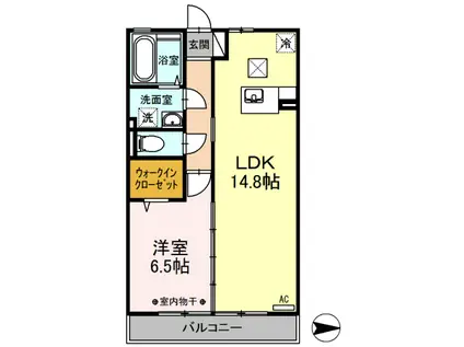 ウィルモア夷山B(1LDK/1階)の間取り写真
