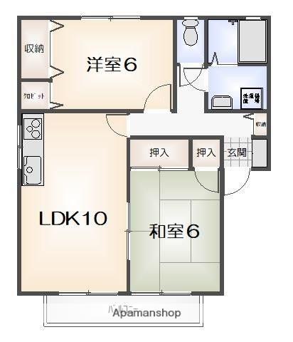 セジュール大原Ⅱ(2LDK/2階)の間取り写真