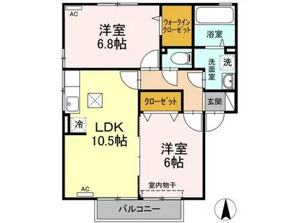 プラザシャルムA(2LDK/1階)の間取り写真