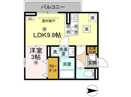 ドリーム庄町II(1LDK/1階)の間取り写真