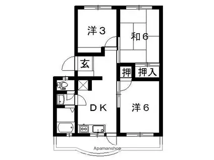 第1ますやマンション(3DK/5階)の間取り写真
