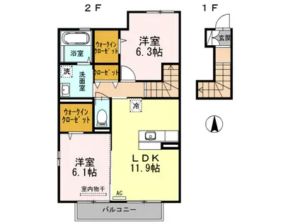 コンフォーティア M(2LDK/2階)の間取り写真