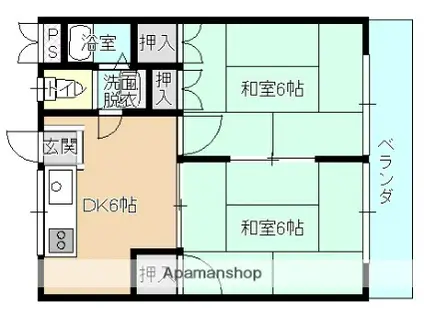 ルシェール川真田(2DK/2階)の間取り写真