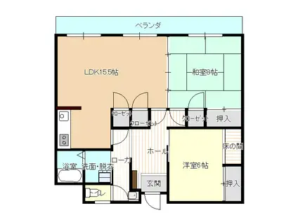 コーポ藤本(2LDK/2階)の間取り写真