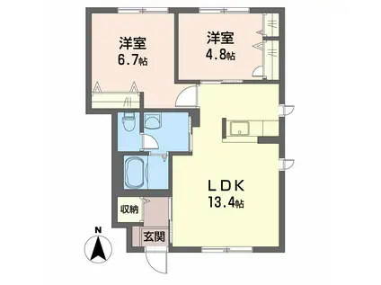 シャーメゾンK C棟(2LDK/1階)の間取り写真