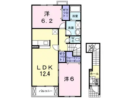 レクサスⅠB(2LDK/2階)の間取り写真