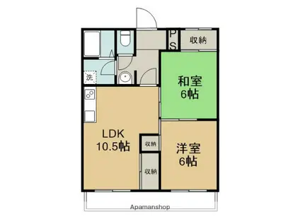 第2丸米ハイツ(2LDK/1階)の間取り写真