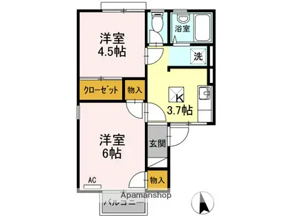 コーポ佐野(2DK/1階)の間取り写真