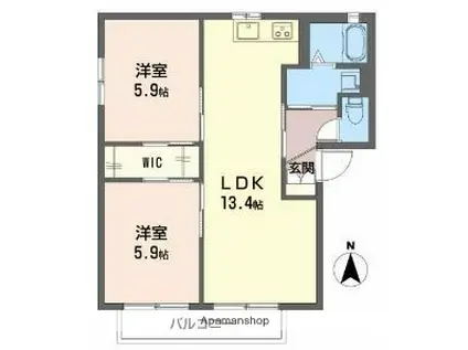 シャーメゾン ラヴィ(3DK/1階)の間取り写真