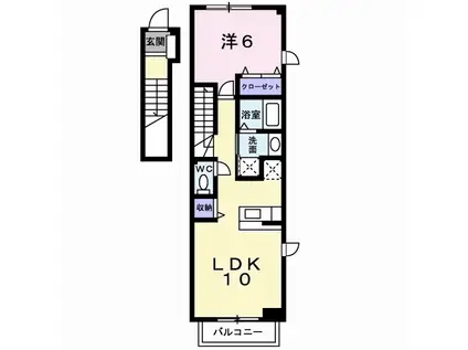 ラ・ヴェール(1LDK/2階)の間取り写真