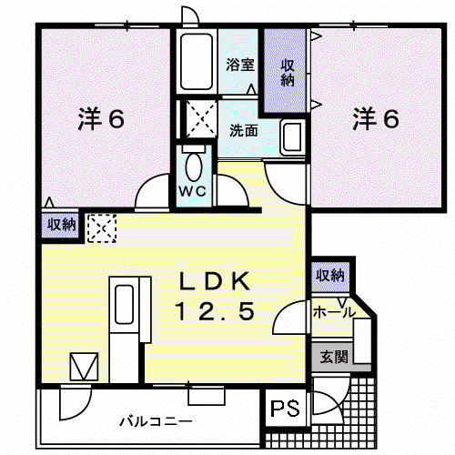 ウィルレジデンスⅠ(2LDK/1階)の間取り写真