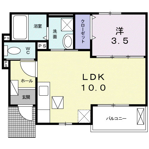 フローレンスN(1LDK/1階)の間取り写真