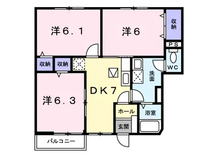 ジュネス99C(3DK/1階)の間取り写真