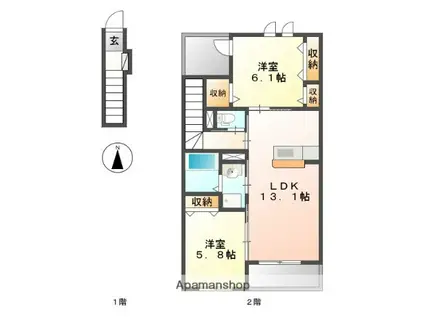 イマジン春日ア(2LDK/2階)の間取り写真