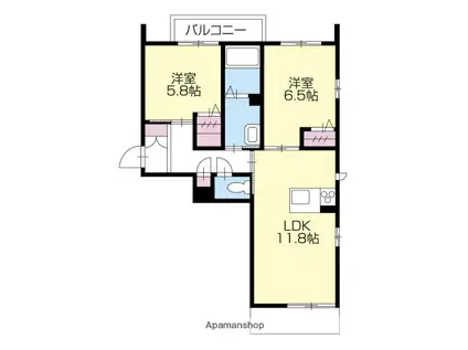 ベレオ庄町(2LDK/2階)の間取り写真