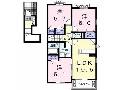クック Ⅲ(3LDK/2階)の間取り写真