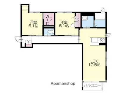 ベレオ北島田 A棟(2LDK/2階)の間取り写真