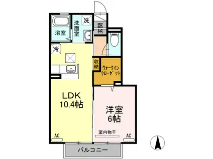 クレストコート(1LDK/1階)の間取り写真