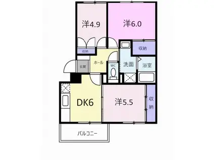 コーポ ラフォーレB(3DK/1階)の間取り写真