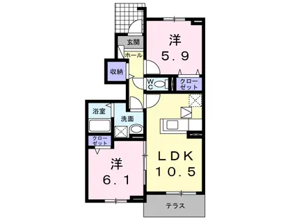 クラールプレディエC(2LDK/1階)の間取り写真