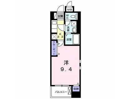 グランコート国府(1K/1階)の間取り写真