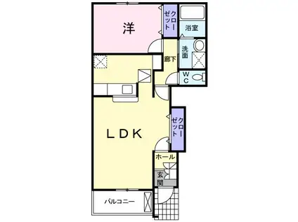 レクサスⅠA(1LDK/1階)の間取り写真
