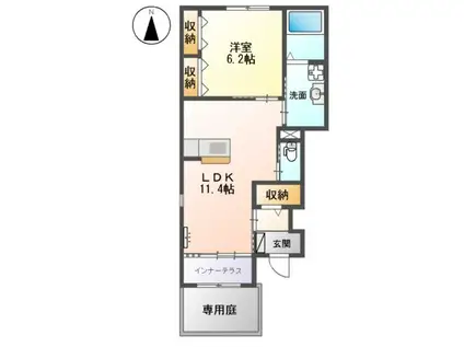 ユニバーサルテラスY(1LDK/1階)の間取り写真