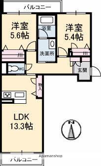 BEREO蔵本元町(2LDK/3階)の間取り写真