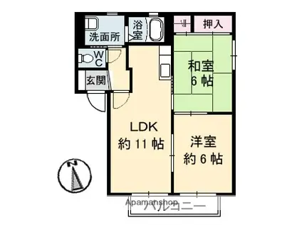 セトゥール・イン・ウエスト(2LDK/1階)の間取り写真