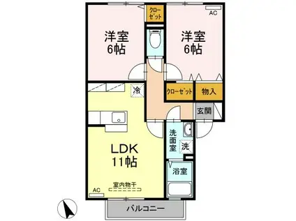 エーデルハイムⅠ(2LDK/2階)の間取り写真