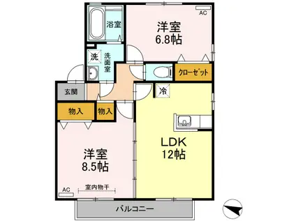 ステージハイツ S(2LDK/2階)の間取り写真