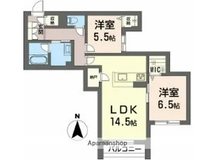 グリナージュ(2LDK/2階)の間取り写真