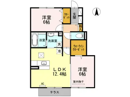 ヴィラコートⅡ(2LDK/1階)の間取り写真