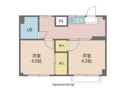 カーム山城(2K/2階)の間取り写真