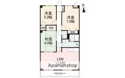 フィネスハーモニーKITA・A(3LDK/1階)の間取り写真